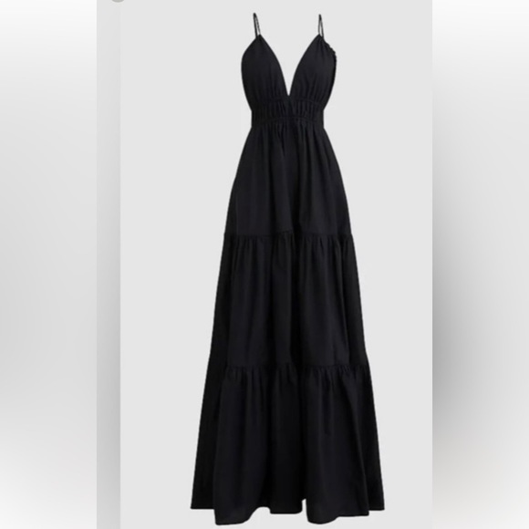 Jcrew Oahu V-Neck Tiered Dress In Black, Nwt, Size L